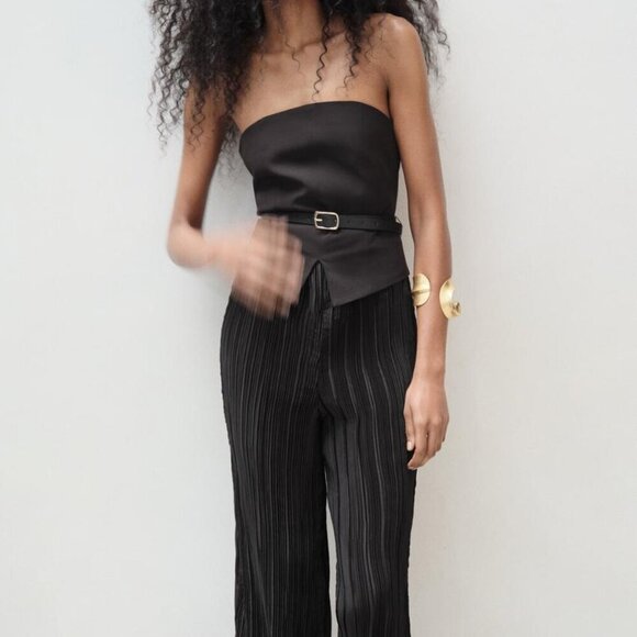 Zara Pants - Zara BELTED MIXED PLEATED JUMPSUIT Size-M NEW WITH TAG!